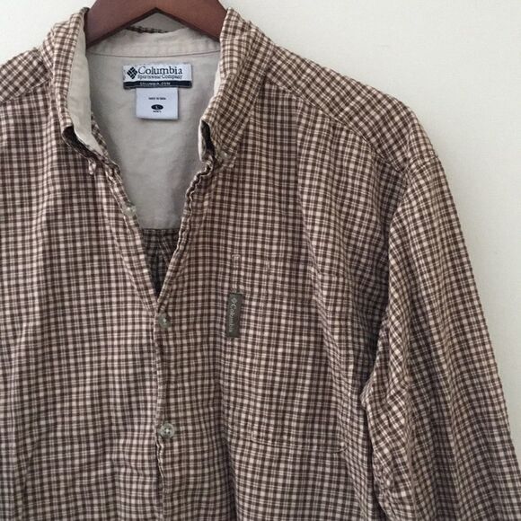 Columbia brown plaid button down shirt | Size Large - Picture 1 of 7
